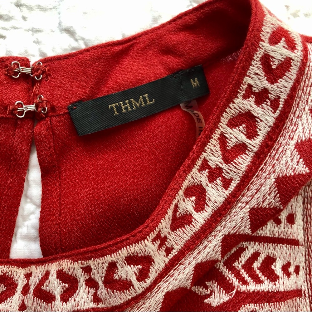 THML Ruby Tank Embroidered Keyhole M Red - Picture 15 of 15